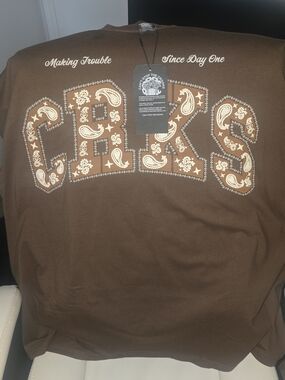 Crooks & Castles Brown Tee with Cream Bandana Print